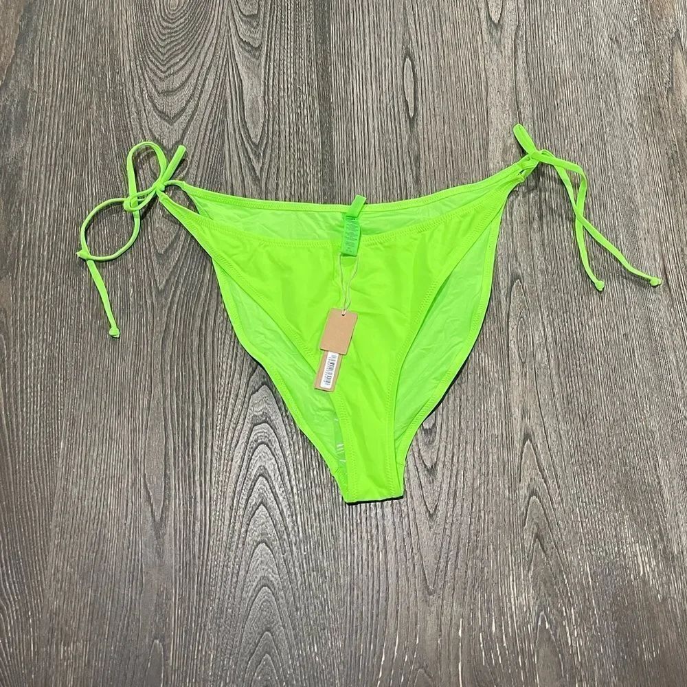 NWT Skims Recycled Swim Dipped Tie Bottoms Bikini Swimwear Lined Neon Green 3X